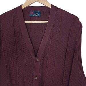 Vtg Isle of Cotton Sweater Vest Mens XXL Burgundy Red Button Front Grandpa Dad